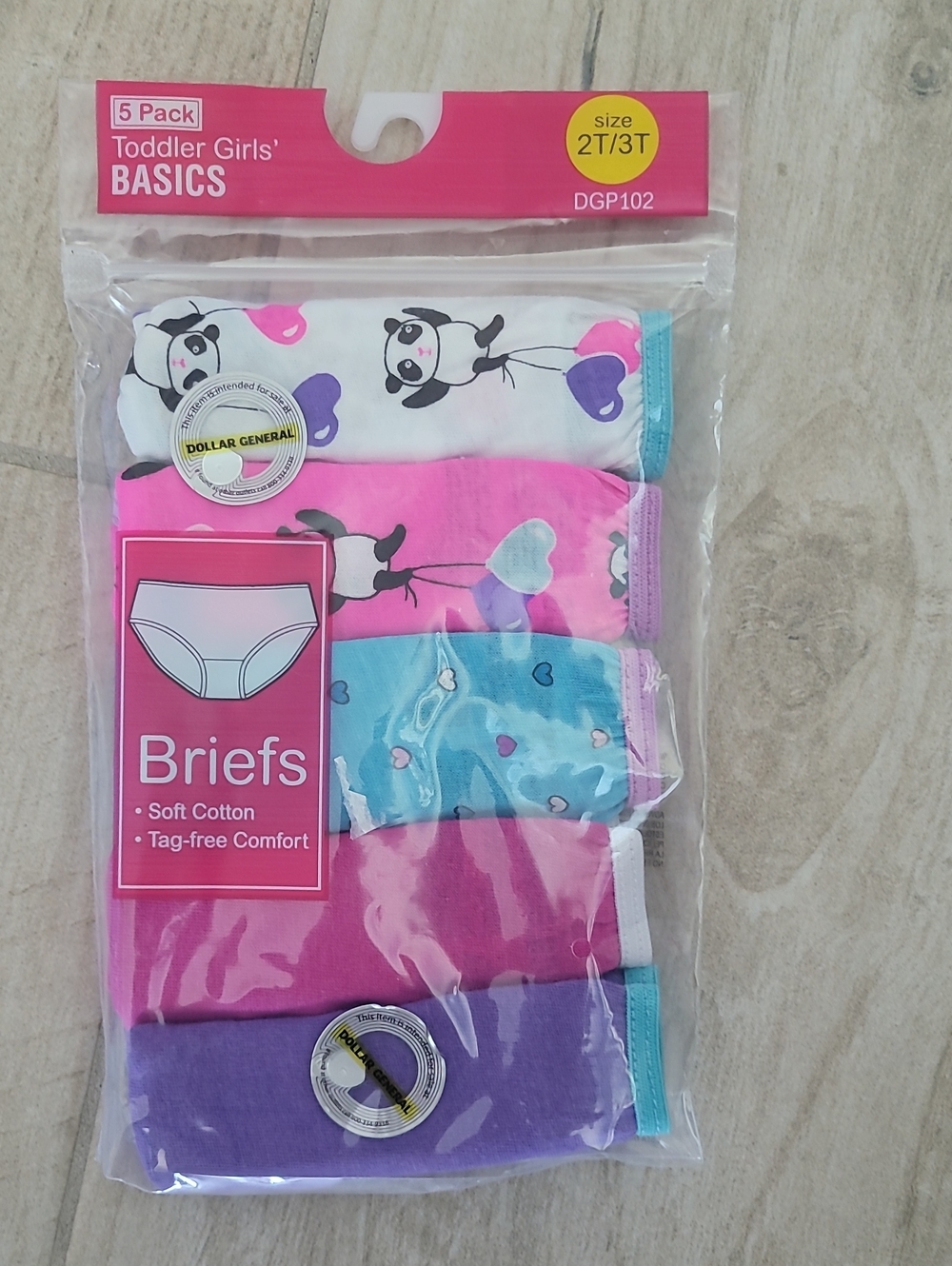 adidas Toddler Girls Briefs 5-Pack - White, Pink, Blue, Purple